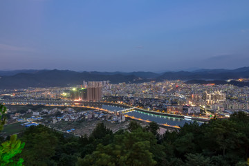 Night view of Tai Po County town, Meizhou	