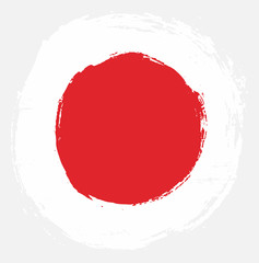 Japan Circle Flag Vector Hand Painted with Rounded Brush
