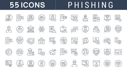 Fototapeta na wymiar Set Vector Line Icons of Phishing.