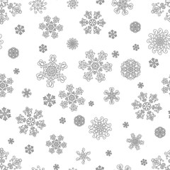 Winter christmas hand drawn seamless pattern print with snowflakes