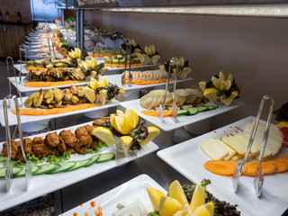 Hotel interior, buffet table, dessert, all inclusive