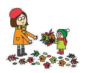 Женщина и ребёнок на прогулке