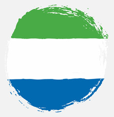 Fototapeta premium Sierra Leone Circle Flag Vector Hand Painted with Rounded Brush