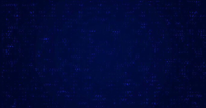 Dark blue seamless looped background animation. Flickering abstract night sky city. The shining of small dots in the same color tone. Random wavy digital lights transition. Magic party wall banner