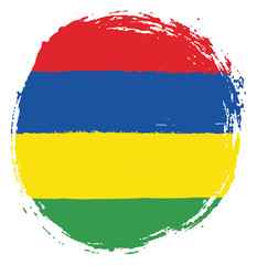Mauritius Circle Flag Vector Hand Painted with Rounded Brush
