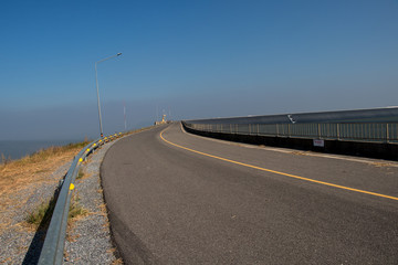 curve road highway with blue sky background