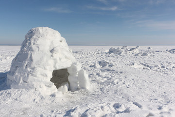 Igloo  standing on a snowy glade  in the winter