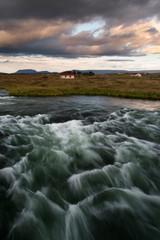 Lonely House at coastline in East Iceland.