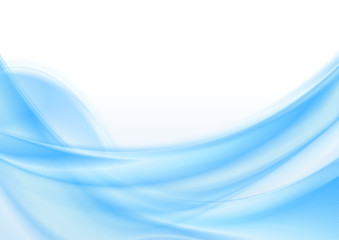 Abstract blue smooth shiny waves on white background