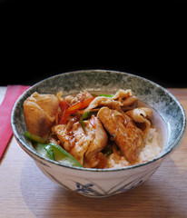 Japanese food traditional dish Gyudon/Japanese pork on rice bowl,donburi