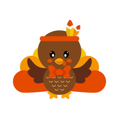 cartoon cute turkey with tie vector image