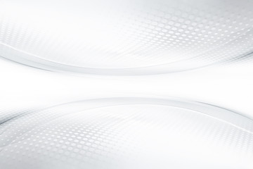 Perspective white background with halftone effect. Horizontal backdrop interior.