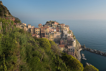 View of the beautiful seaside of Vernazza village in summer in the Cinque Terre area, Italy