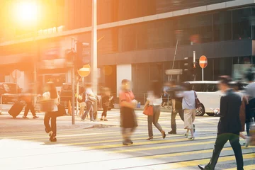 Foto op Plexiglas walking people on the busy city street with sunlight effect © joeycheung