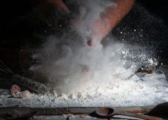 shooting hands with flour with different movements.