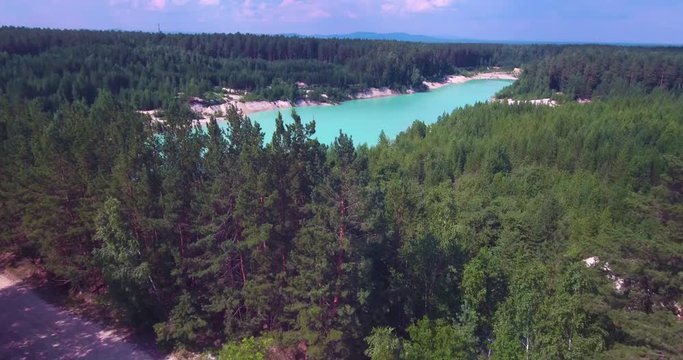 aerial survey of a kaolin pit flooded with water
