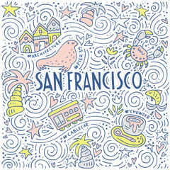 The symbols of San Francisco in pattern