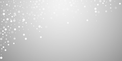 White dots Christmas background. Subtle flying sno