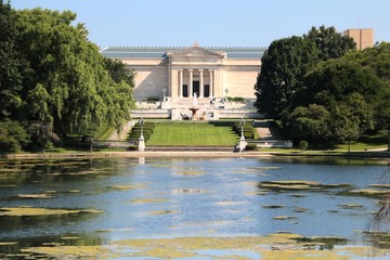 Cleveland Museum of Art, Wade Lagoon, lake, water, house, architecture, building, landscape,  park, pond, summer, nature, trees, palace, home, old, 