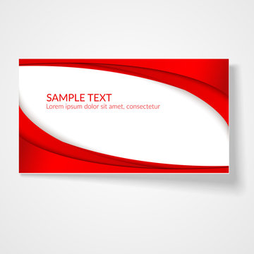 Card abstract wavy lines Red curved lines on a white background Creative element for the design of template banner poster heder Abstract decorative background for design business card template Vector
