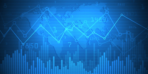 Stock market graph .Business candle stick graph chart of stock market investment trading on dark background design. Trend of graph, Bullish point. Vector illustration
