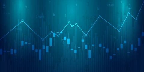 Stock market graph .Business candle stick graph chart of stock market investment trading on dark background design. Trend of graph, Bullish point. Vector illustration
