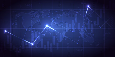 Business candle stick graph chart of stock market investment trading on background design. Stock market graph . Vector illustration