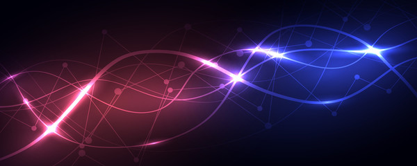 Geometric abstract background with connected lines and dots. Graphic background for your design. Vector illustration design digital technology concept.