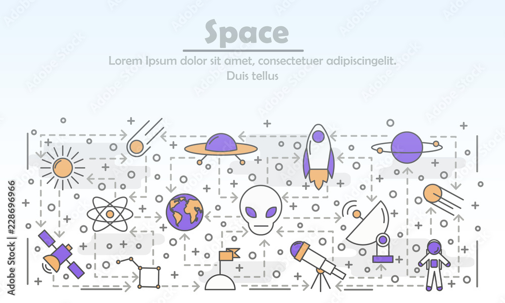 Canvas Prints vector thin line art space poster banner template