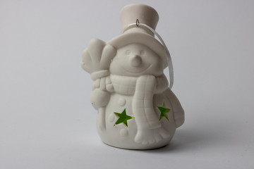 Weißer Schneemann mit Licht 