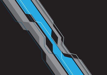 Obraz premium Abstract blue grey line circuit futuristic on dark design modern technology background vector illustration.