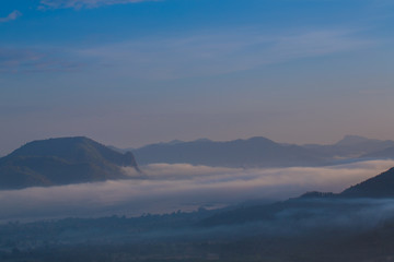 Layer of mountains and mist at morning time, Landscape at thailand high mountain natural wonderful morning. best vacation in long holidays