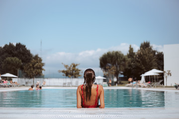 Woman enjoying the pool