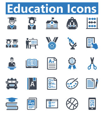 Education Icon Set - 2 (Blue Series)