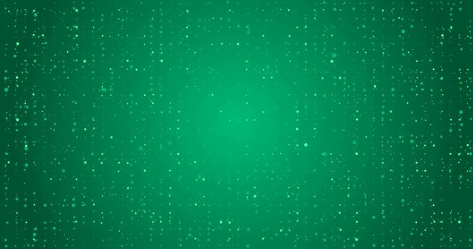 Deep green flickering looped festive background. Colorful of small dots in the same color. Magic Xmas sale wall. Random wavy digital lights transition. Emerald royal halftone luxury wallpaper