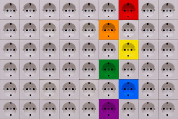 Electrical sockets for white and rainbow colors