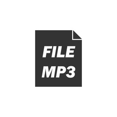 Audio file. Black Icon Flat on white background