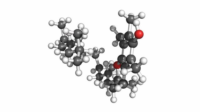Vitamin E, also known as alpha-tocopherol, rotating ball and stick model, seamless loop