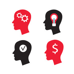 Infographic elements head profile, brain storming, bright ideas and etc. Vector illustration
