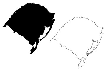 Rio Grande do Sul (Region of Brazil, Federated state, Federative Republic of Brazil) map vector illustration, scribble sketch Rio Grande do Sul map - obrazy, fototapety, plakaty