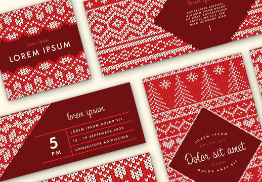 Social Media Post Layouts with Knitted Texture