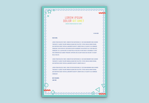 Letterhead Layout with Turquoise Elements