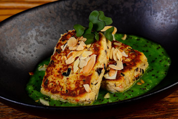 Tofu cutlet with sauce