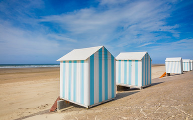 Obraz na płótnie Canvas Beach cabins at Hardelot-Plage, France
