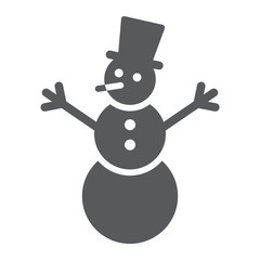Snowman glyph icon, christmas and winter, snow sign, vector graphics, a solid pattern on a white background.