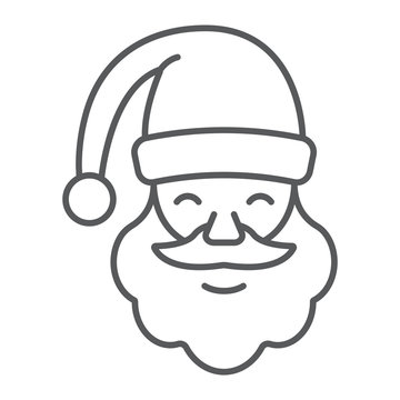 recommend clip art: Santa claus thin line icon, christmas and character, face sign, vector graphics, a linear pattern on a white background.