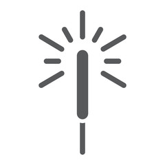 Sparkler glyph icon, flame and firecracker, bengal sign, vector graphics, a solid pattern on a white background.