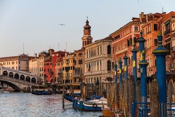 VENICE, Italy: Scenic View of Grand Canal with Rialto Bridge at Sunset
