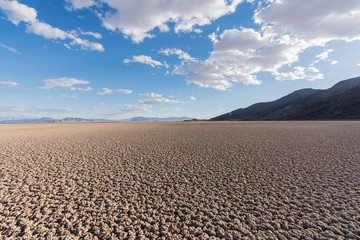 Dry desert lake at the end of the Mojave river in the Mojave National Preserve between Los Angeles and Las Vegas in Southern California.  
