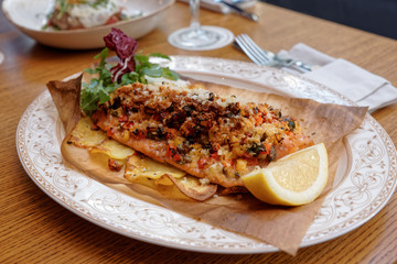 Baked fish with vegetables